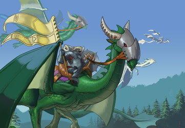 A ram-knight on a dragon