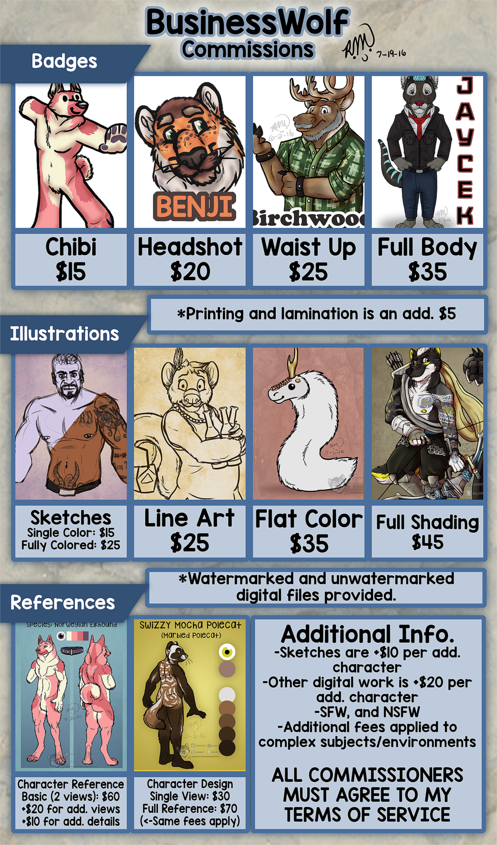 Commission Price Guide 2016