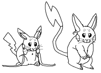 Realistic pikachu and raichu 2 (Rough sketches)
