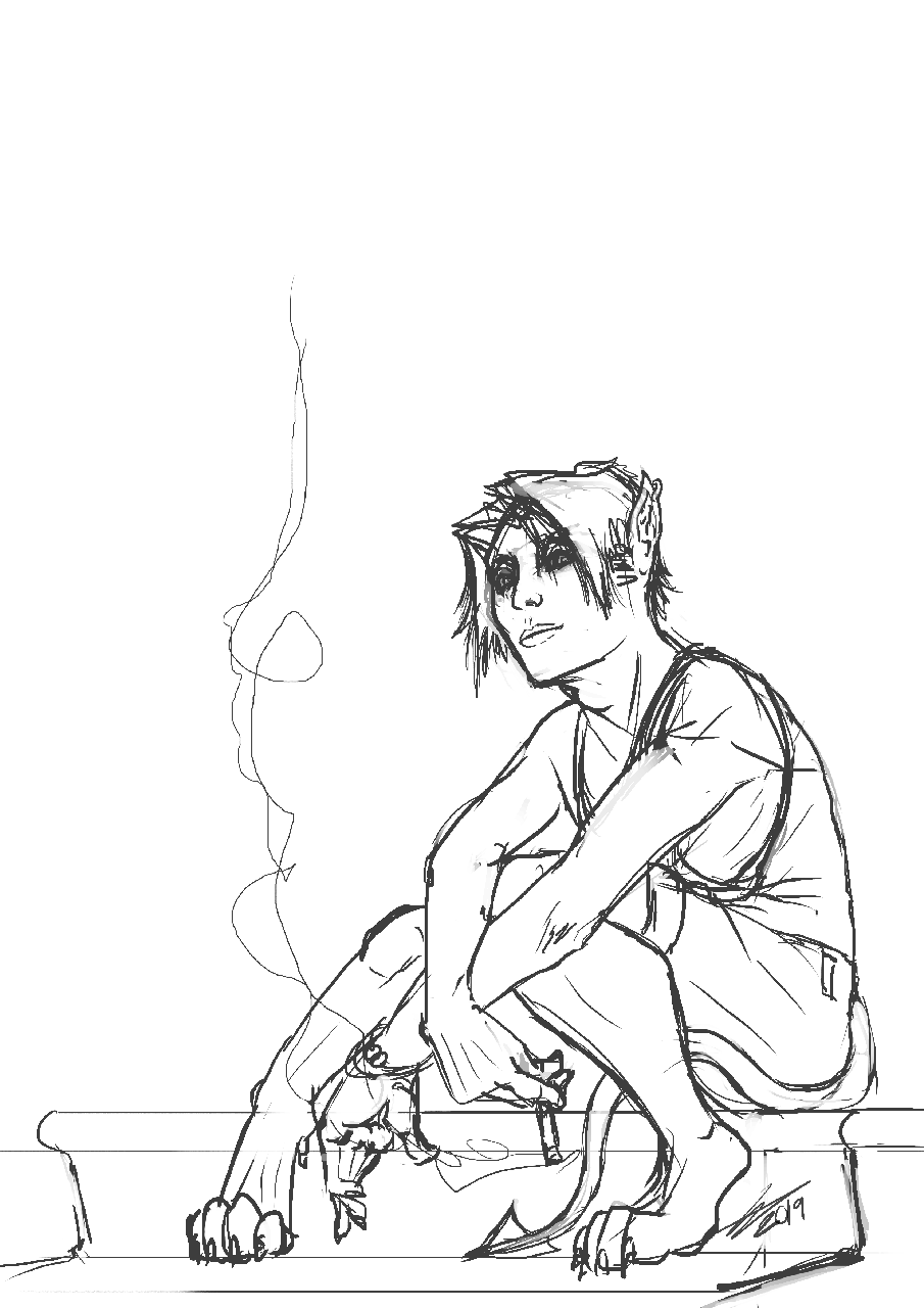 Stream Sketch - Smoking Demonboy