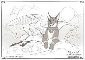 Daily Gryphon Challenge 05: Caracal & Egret
