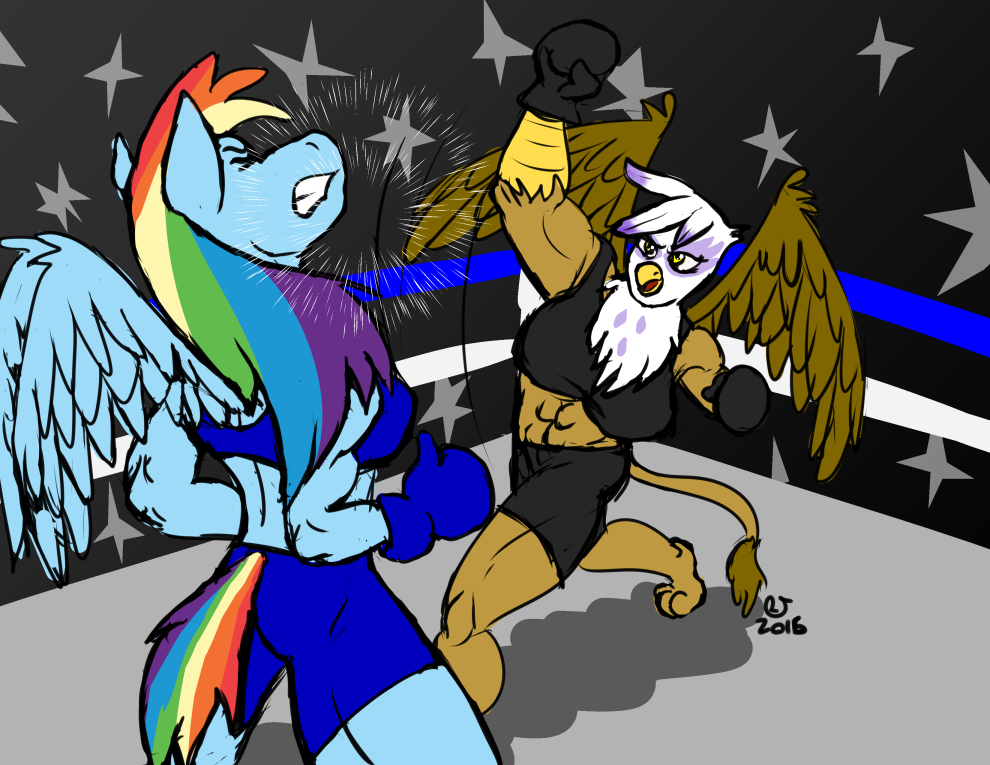Commission: Pony Boxing Rainbow Dash vs Gilda by. 