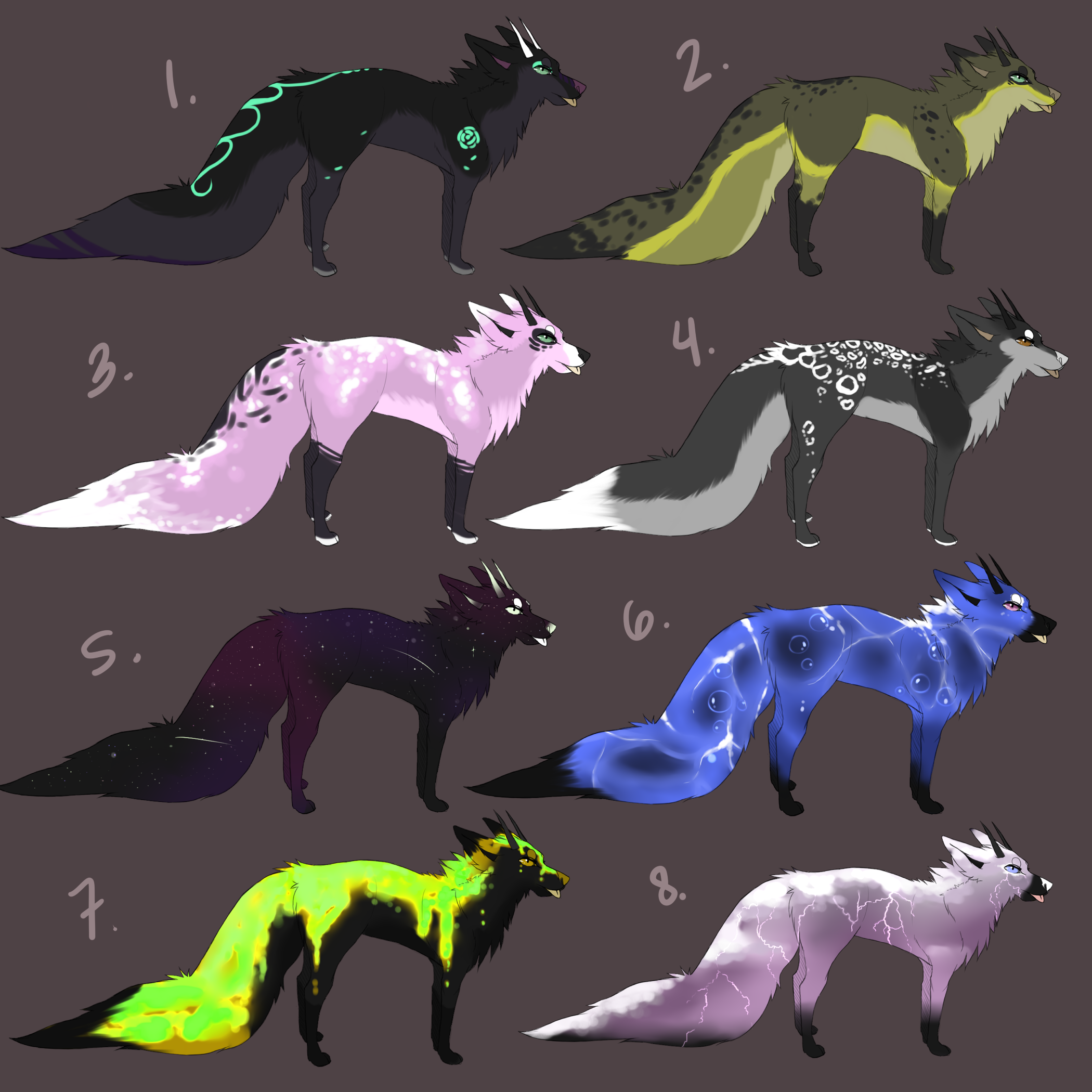 $1.50- $3.00 USD horned wolf adopts (paypal only). 