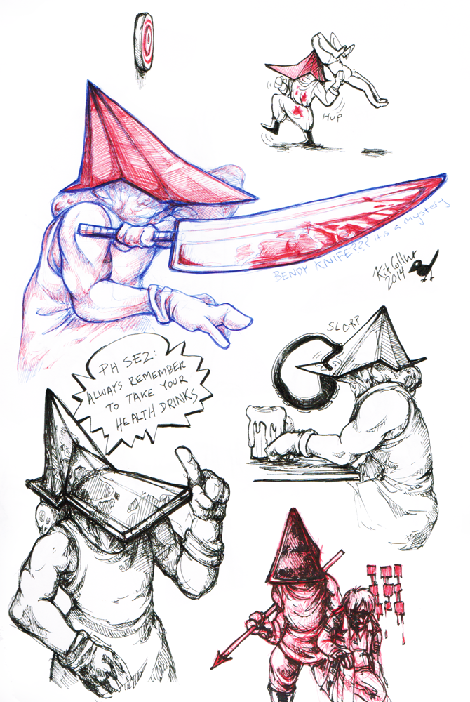 COMMISSION: Pyramid Head sketchpage 2. 