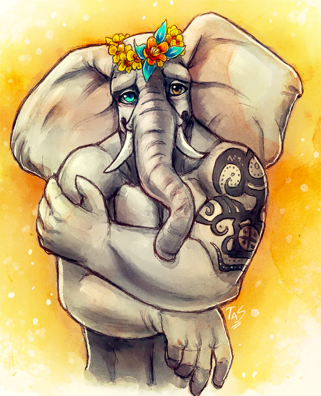 Flowery Elephant - Sketch. 